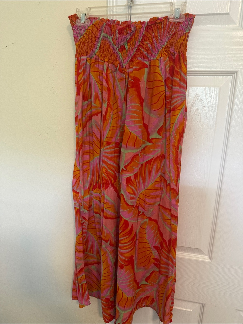 Cynthia Rowley Pink & Orange Wide-Leg Smocked Jumpsuit